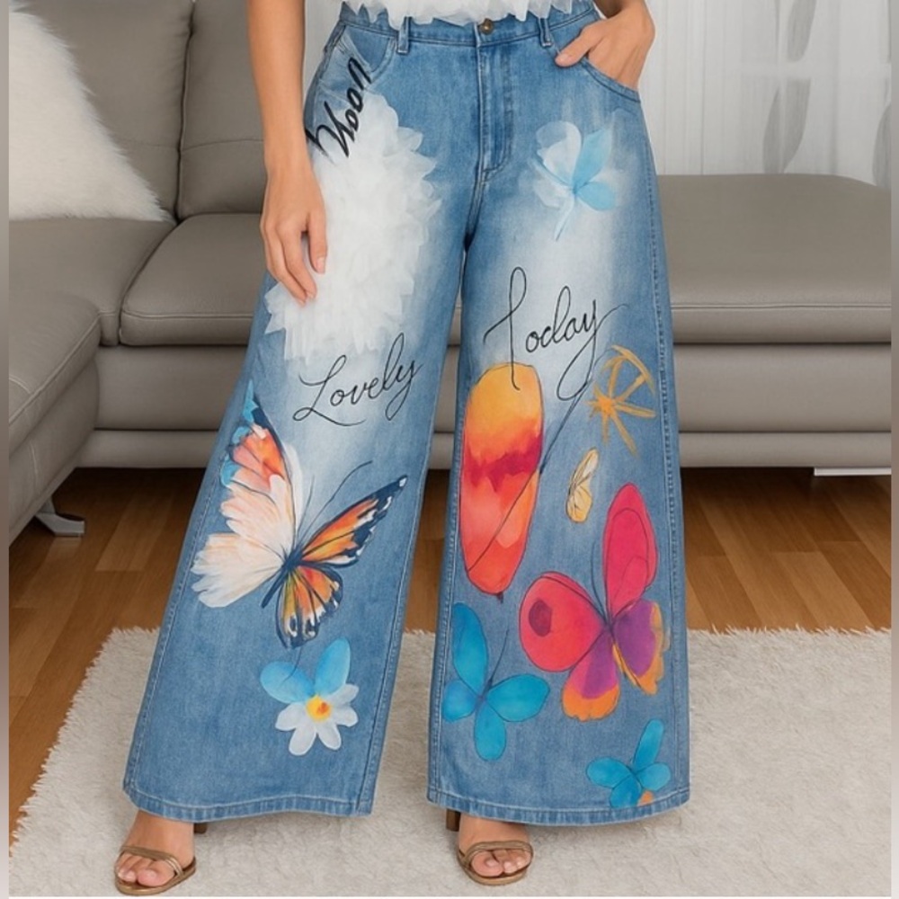 Butterfly wide leg knit pants